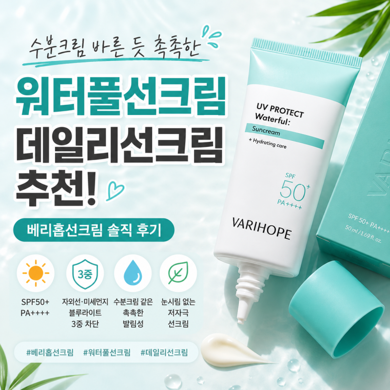 베리홉 워터풀선크림 촉촉한 데일리선크림 추천