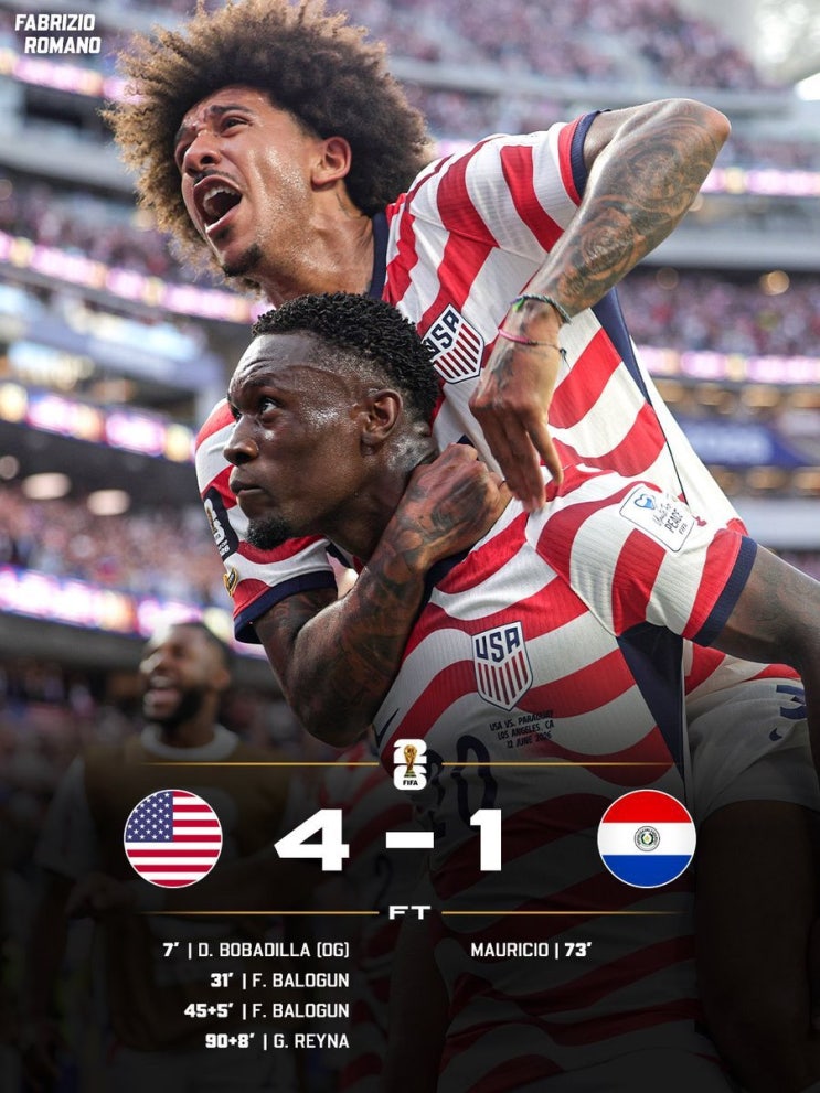 [2026 월드컵 DAY 2] 개최국 미국 파라과이에 4-1 <b>대승</b>! <b>캐나다</b>... 