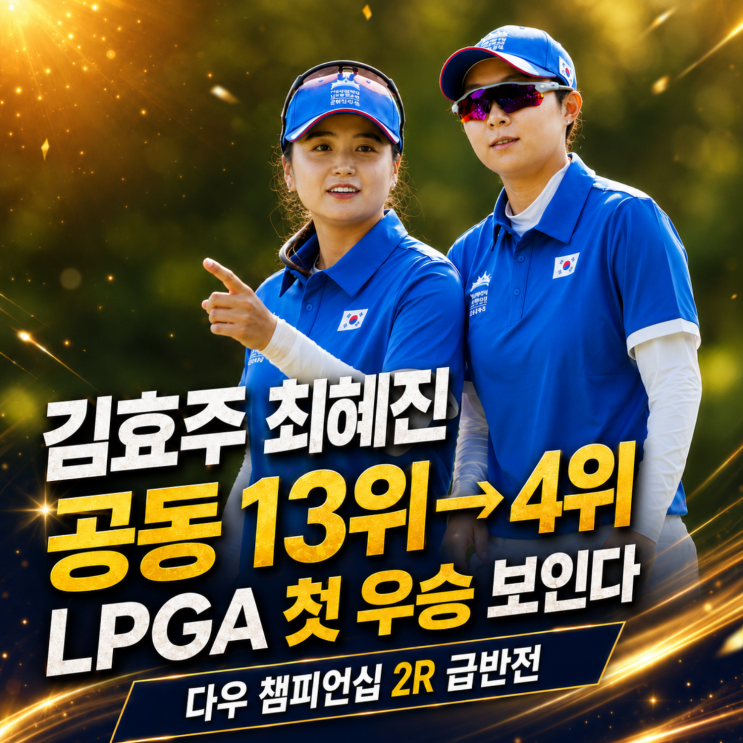 공동 13위에서 4위까지, <b>김효주</b>와 손잡은 <b>최혜진</b> LPGA 첫... 