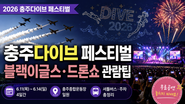  충주다이브 페스티벌 블랙이글스 드론쇼 관람팁