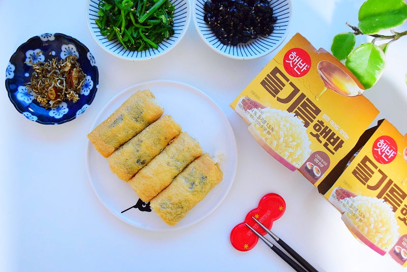 밥만 먹어도 맛있는 들기름햇반 편의점 신상 씻은묵은지 롤유부초밥 만들기