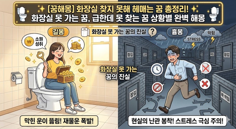 [꿈해몽] 화장실 찾지 못해 헤매는 꿈 총정리! 화장실 못 가는 꿈, 급한데 못 찾는 꿈 상황별 ....