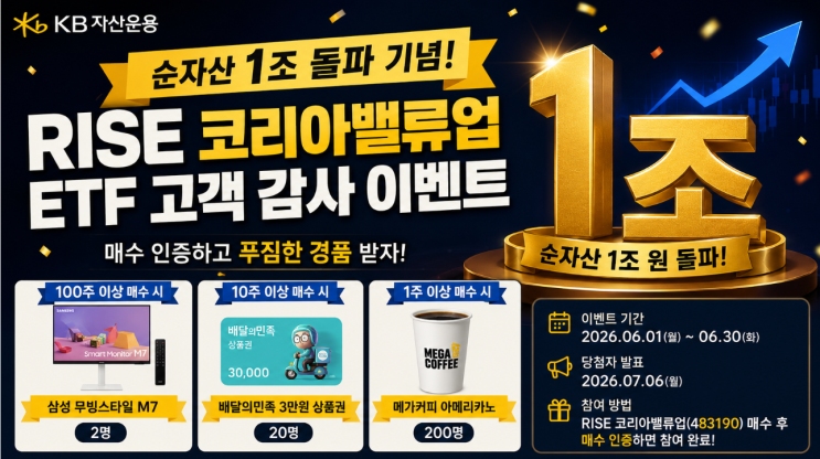  KB RISE 코리아밸류업 ETF 순자산 1조 돌파 기념 고객 감사 이벤트 총정리