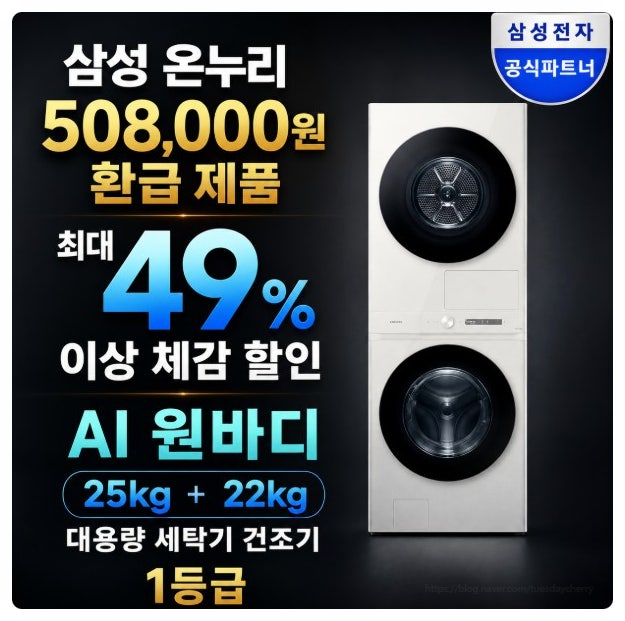  삼성 세탁기 건조기 온누리 환급 해당 제품 비스포크 AI 원바디 WF2522HDEEE 후기 많은 구매처  25kg 22kg 감사페스티벌