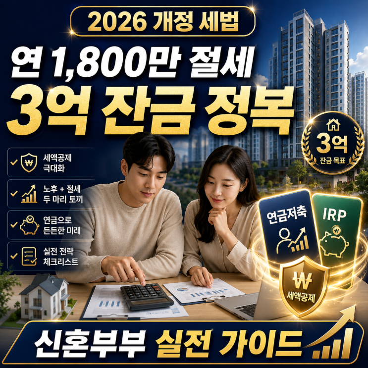  연 1,800만 원 절세 혜택으로 3억 잔금 정복하기: 2026년 개정 세법 반영 신혼부부 실전 가이드