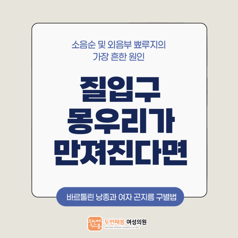 질 입구에 만져지는 몽우리, 바르톨린 낭종과 여자 곤지름 구별법