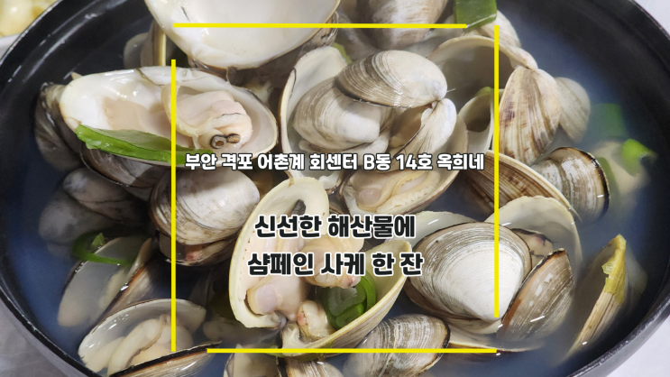  [부안 격포 어촌계회센터 B동 14호 옥희네] 신선한 해산물에 샴페인 사케 한 잔