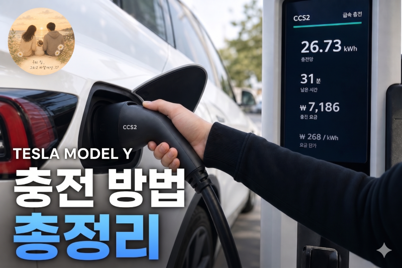 테슬라 모델 Y 충전 방법 총정리 — 슈퍼차저 vs 환경부 급속 vs 완속, 실제 요금 비교 (2026)