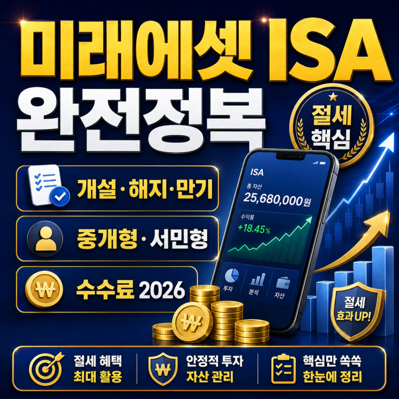 미래에셋 ISA 개설 해지 만기 중개형 서민형 수수료 2026 완전정복