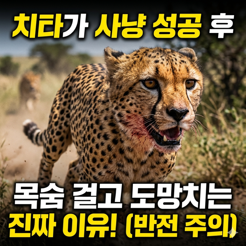 치타가 사냥 성공 후 도망치는 이유