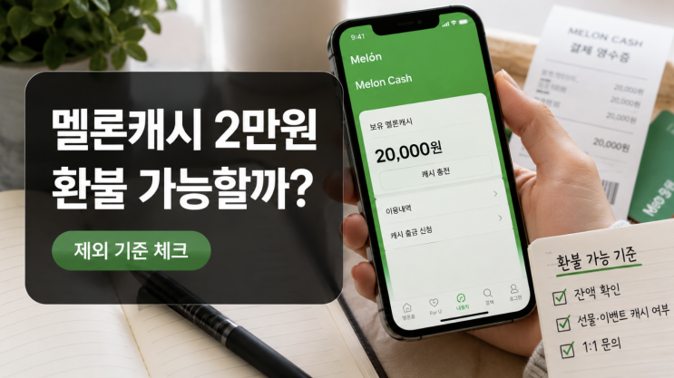  멜론캐시 20000원 환불 가능할까? 제외 기준 정리