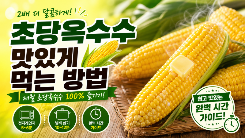 초당옥수수 찌는법·삶는법 완전정리 | 전자레인지·전자렌지·저압냄비까지 방법별 시간 총....