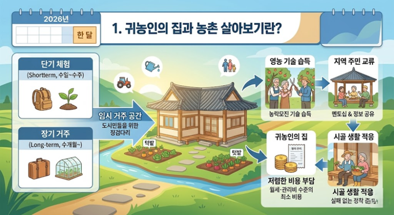2026년 농촌에서 한 달 살기 귀농인의 집 지원금 신청 방법