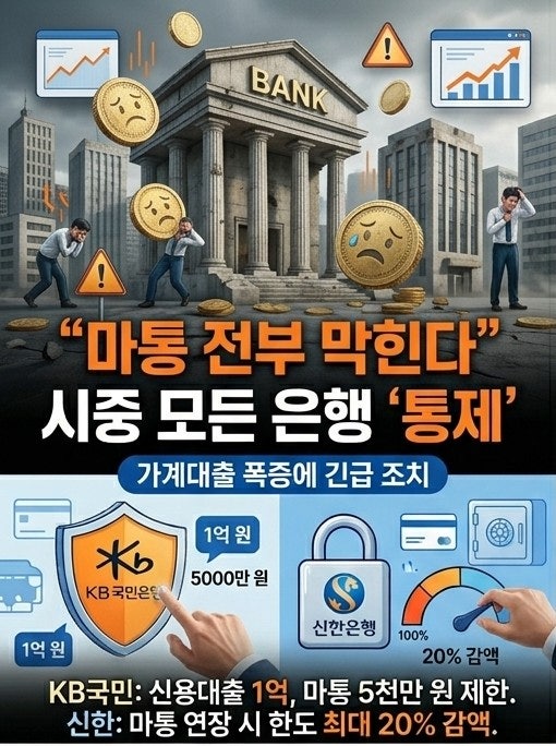 시중 은행 <b>신용대출 한도</b> 일제히 <b>축소</b> 서민들 날벼락 맞은 금융... 