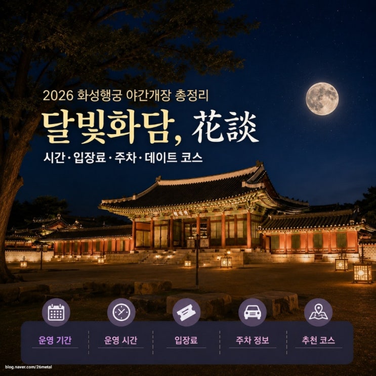  2026 화성행궁 야간개장 총정리｜달빛화담 시간·입장료·주차·데이트 코스