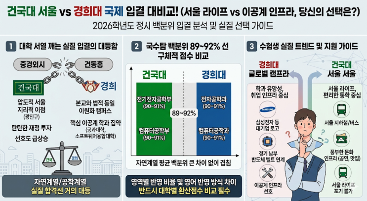  건국대와 경희대 국제캠퍼스 입결 대비교! 정말 두 대학 점수대가 비슷할까?