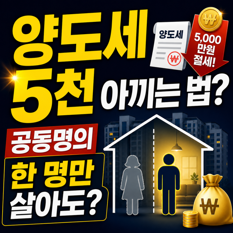  양도세 5천만 원 아끼는 부부 공동명의 전략, 한 명만 실거주해도 1세대 1주택 비과세 인정될까?