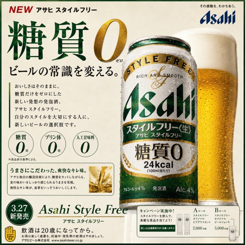2007년부터 이어진 당질 제로의 원조, 아사히 스타일 프리 솔직 후기