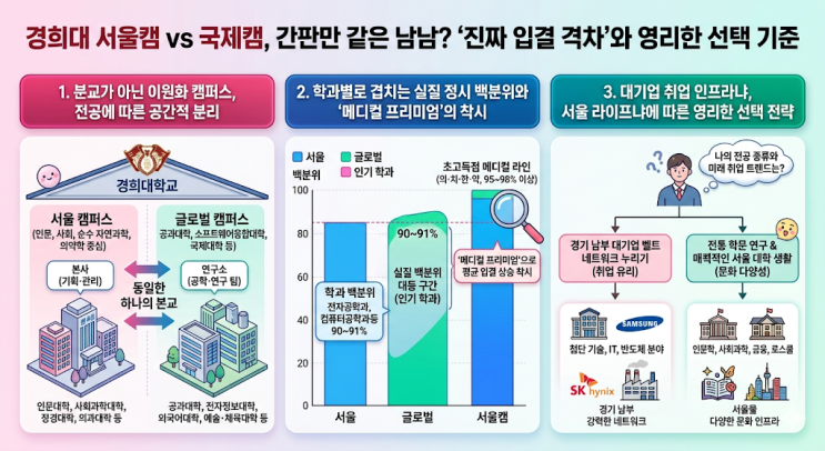 경희대 서울캠 vs 국제캠, 간판만 같은 남남? '진짜 입결 격차'와 영리한 선택 기준