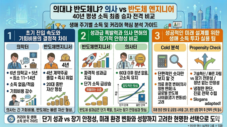  의대냐 반도체냐? 의사 vs 반도체 엔지니어 40년 평생 소득 최종 승자 전격 비교
