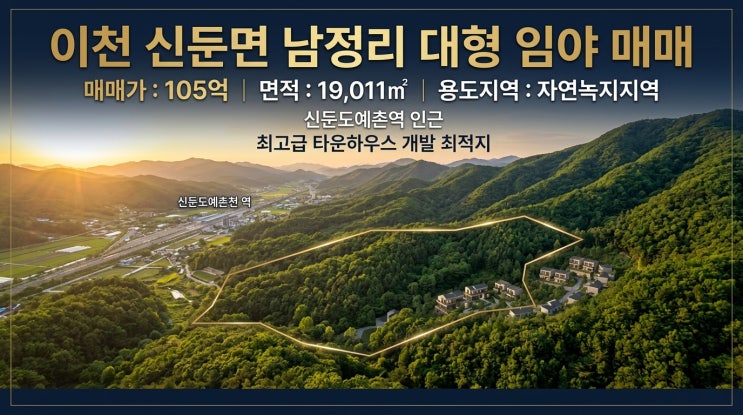  이천 토지 매매｜신둔면 남정리 임야 19,011 자연녹지지역 현장 정리