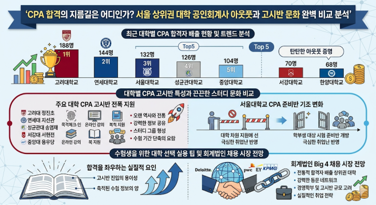  CPA 합격의 지름길은 어디인가? 서울 상위권 대학 공인회계사 아웃풋과 고시반 문화 완벽 비교 분석