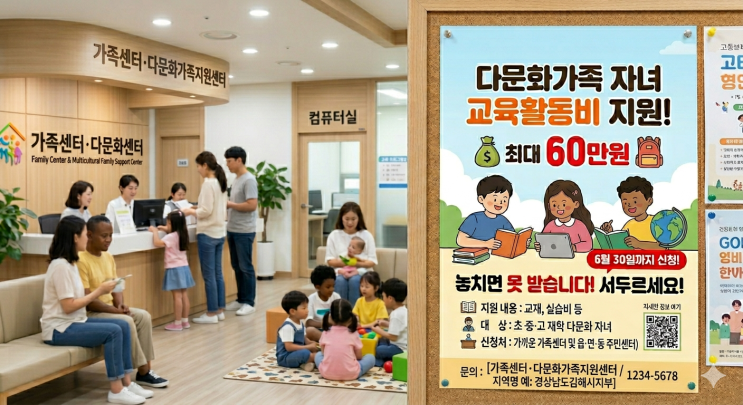  다문화가족 자녀 교육활동비 지원사업 신청방법 총정리! 최대 60만원 지원