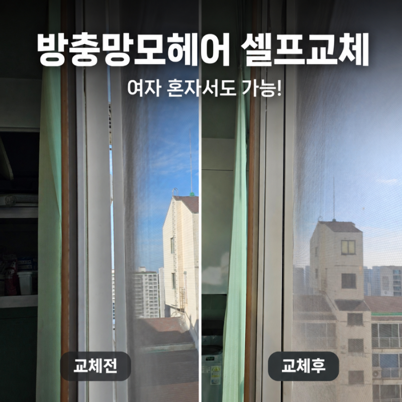 구축 아파트 셀프 방충망 모헤어 교체방법, 여자 혼자서도 가능!