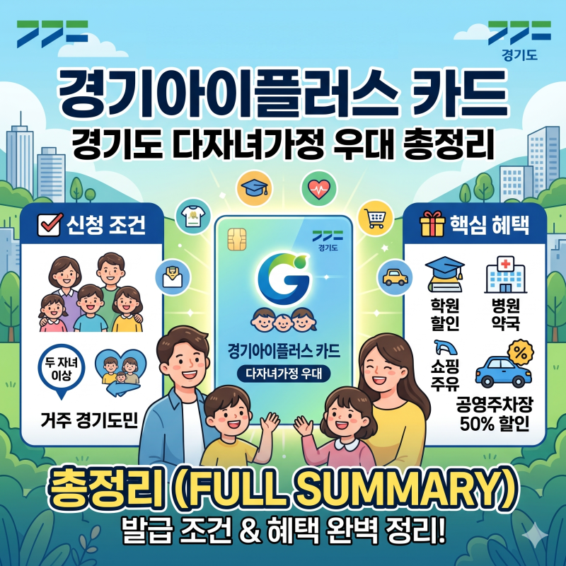 경기도 다자녀가정 우대카드 경기아이플러스 카드 신청 조건 혜택 총정리