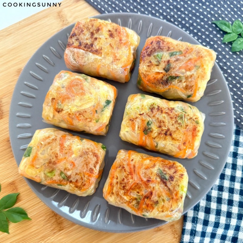 노릿노릿하게 구워 정말 맛있는 다이어트 참치 양배추 라이스페이퍼롤 만들기 다이어트식단....