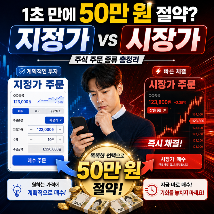  단 1초 만에 50만 원 아끼는 직장인 매매 기술! 주식 주문 종류 총정리 (지정가 vs 시장가 조건별 활용법)