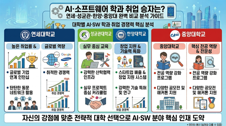  AI·소프트웨어 학과 취업 승자는? 연세·성균관·한양·중앙대 완벽 비교 분석 가이드