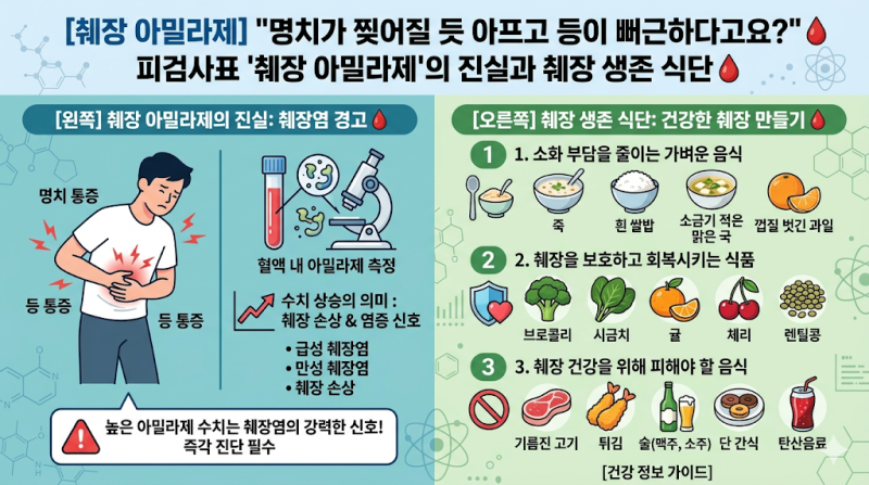 [췌장 아밀라제] "명치가 찢어질 듯 아프고 등이 뻐근하다고요?" 피검사표 '췌장 아밀라제'의 ....