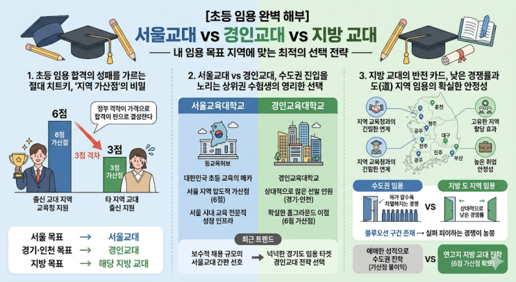  [초등 임용 완벽 해부] 서울교대 vs 경인교대 vs 지방 교대 — 내 임용 목표 지역에 맞는 최적의 선택 전략