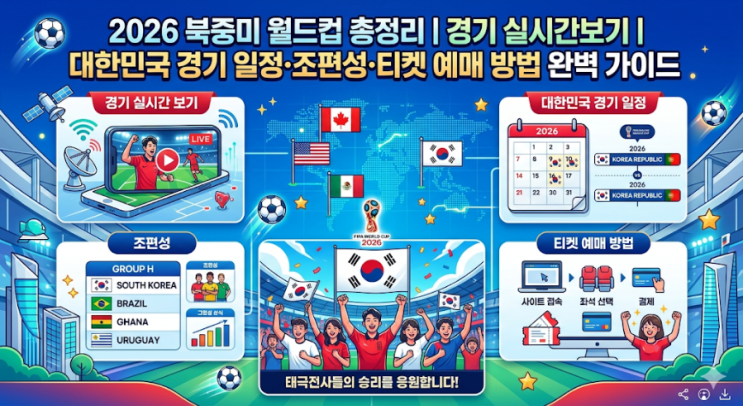  2026 북중미 월드컵 총정리｜경기시청방법,대한민국 경기 일정·조편성·티켓 예매 방법 완벽 가이드