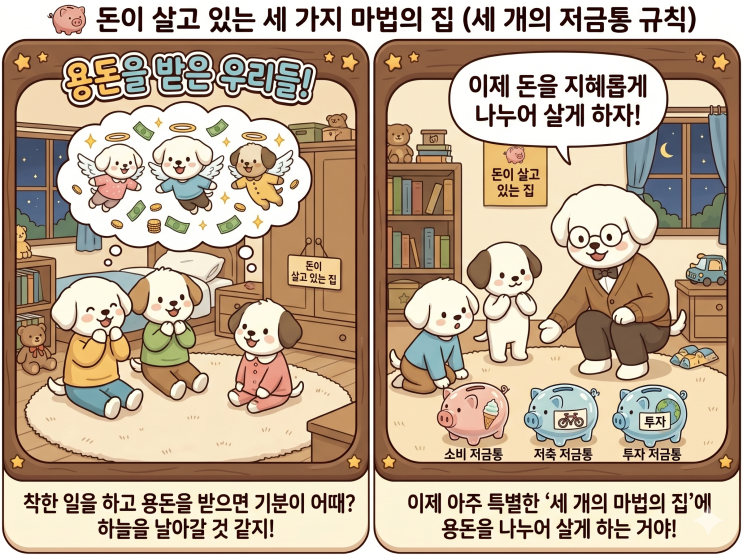  삼남매 아빠의 경제 편지(3). 소비, 저축, 투자를 하는 법. '세 개의 저금통 규칙'