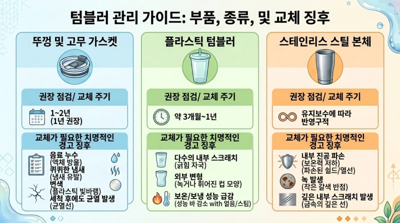 텀블러 부품 수명 1년 경고 핵심!1년 주기 고무 패킹 교체 및 본체 오래 쓰는 경제적 팁 총정....