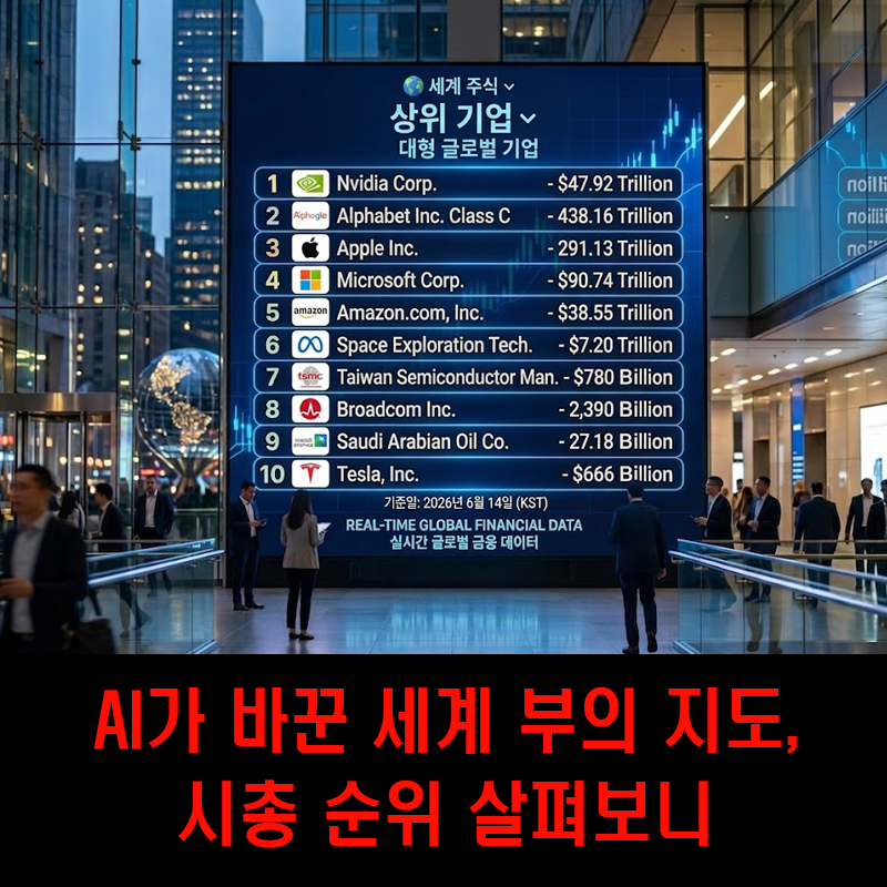 '전세계 시총 순위 TOP10' 실시간 확인하기