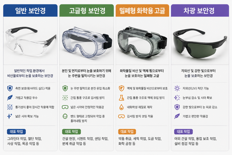 작업 현장에서 꼭 필요한 보안경과 종류 및 선택 방법