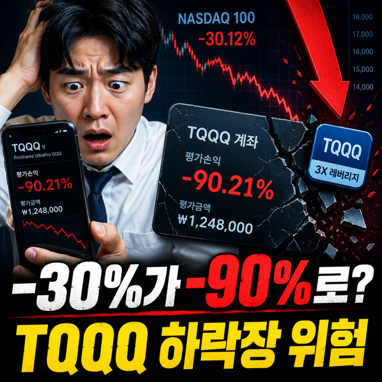  -30% 폭락이 -90% 계좌 파쇄로? 나스닥 100 레버리지 TQQQ 투자가 하락장에서 위험한 수학적 이유
