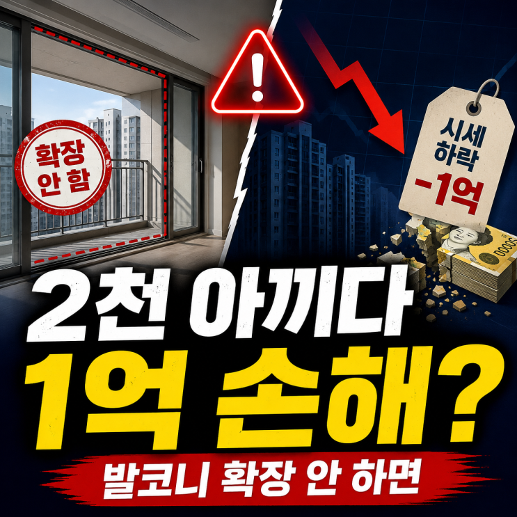  2천만 원 아끼려다 1억 손해? 신축 아파트 발코니 확장 미선택 시 미래 감가상각 규모 총정리