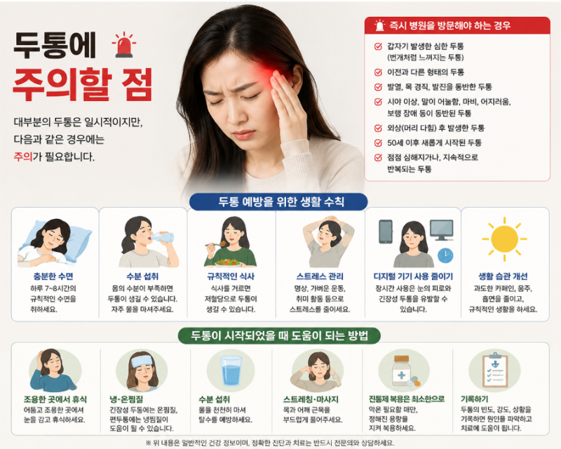 머리가 지끈지끈, 부위별 두통 원인 총정리 (앞머리·뒷목·정수리 통증의 비밀)