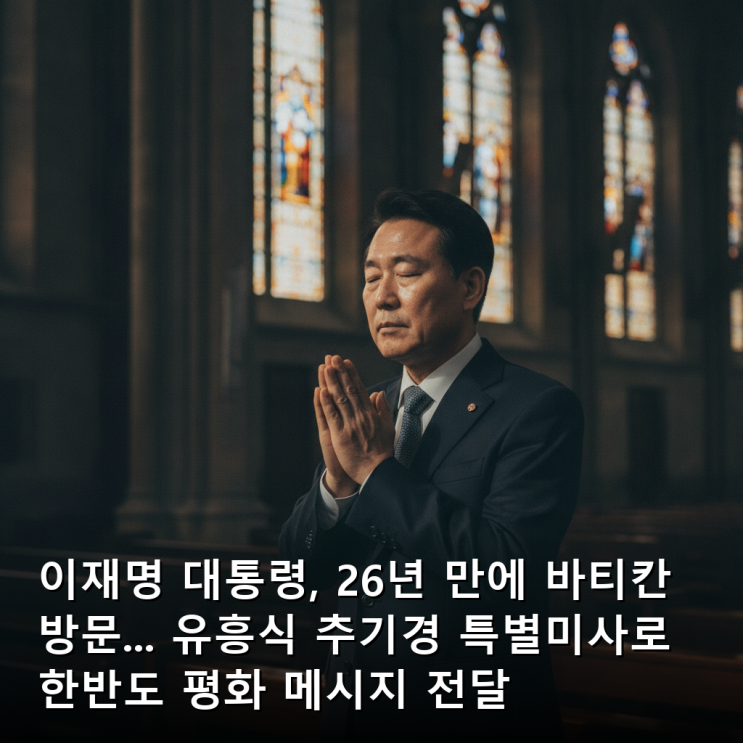 이재명 <b>대통령</b>, 26년 만에... 특별미사로 <b>한반도 평화</b> 메시지... 