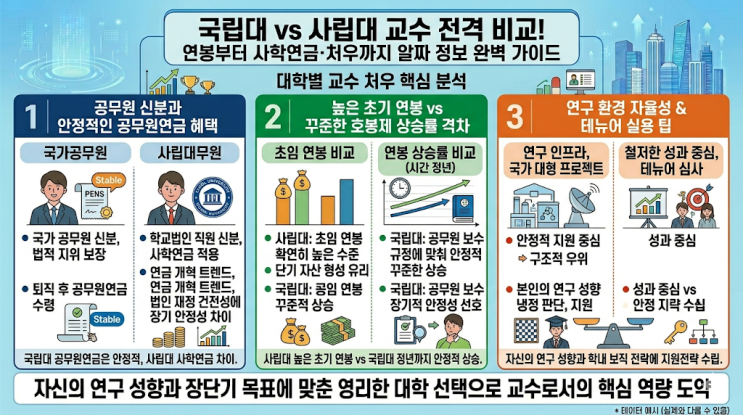  국립대 vs 사립대 교수 전격 비교! 연봉부터 사학연금·처우까지 알짜 정보 완벽 가이드