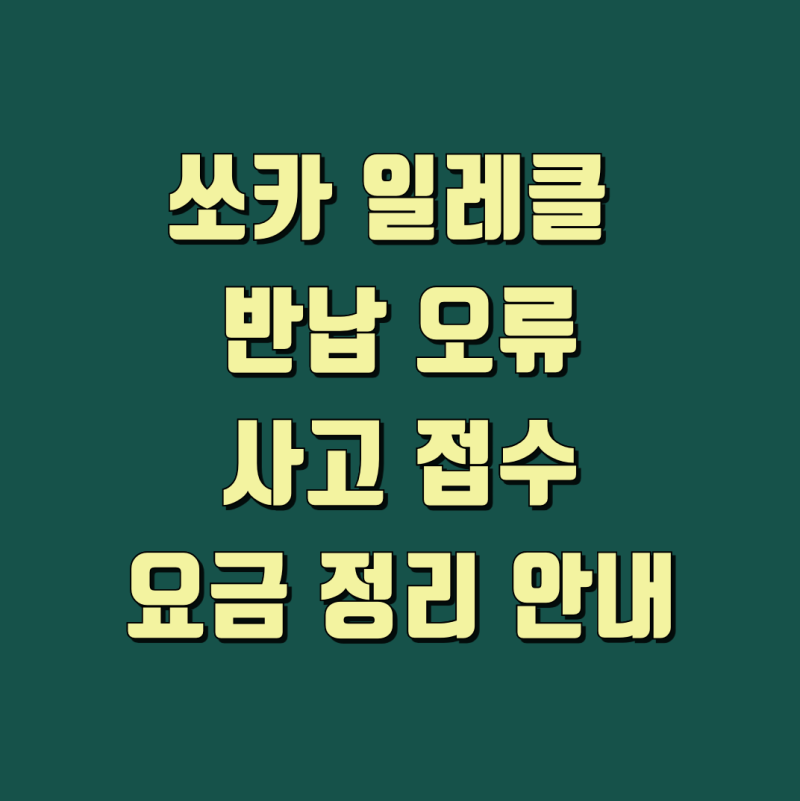 쏘카 일레클 이용 방법 반납 오류 사고 접수 요금 정리