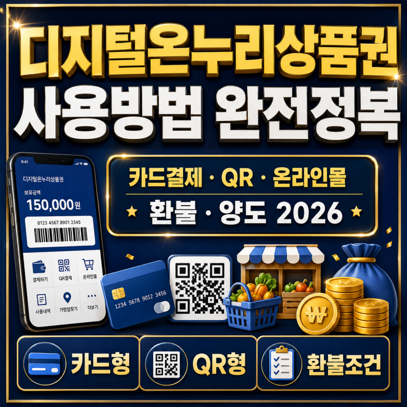 디지털온누리상품권 사용방법 완전정복 카드결제QR 온라인몰 환불 양도 2026