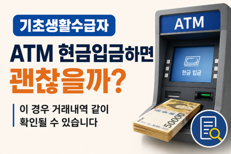 기초생활수급자 ATM 현금입금하면 괜찮을까? (이 경우 거래내역 같이 확인될 수 있습니다)