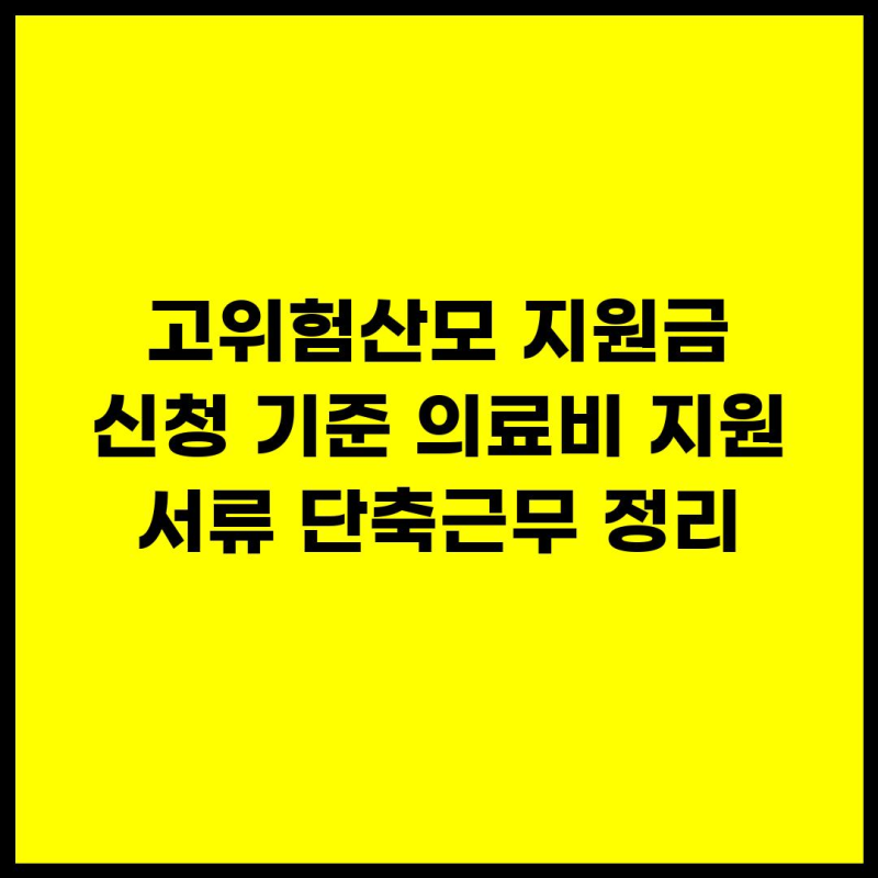 고위험산모 지원금 신청 기준 의료비 지원 서류 단축근무 정리