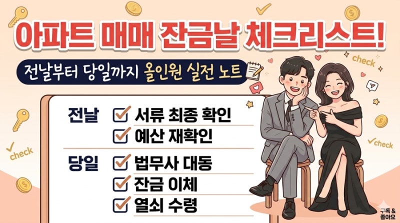 아파트 매매 잔금날 체크리스트! 전날부터 당일까지 올인원 실전 노트