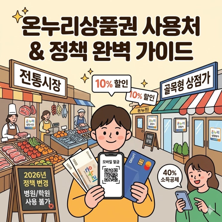  2026년 온누리상품권 사용처 총정리: 6월부터 병원·대형마트 결제 막힌다? (최신 개편안 완벽 분석)